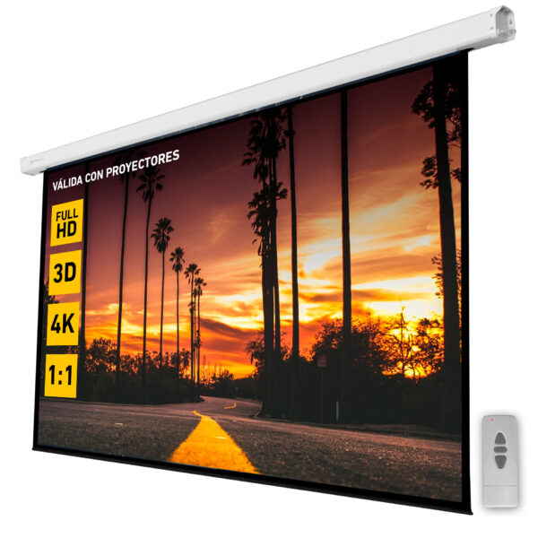 *Pantalla electrica videoproyector pared y techo phoenix 135´´ratio 1:1 - 4:3 - 16:9 2.4m x 2.4m posicion adjustable - carcasa blanca - tela super resistente