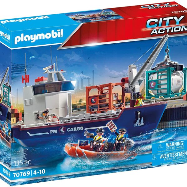*Playmobil gran portacontenedor con barco aduanero