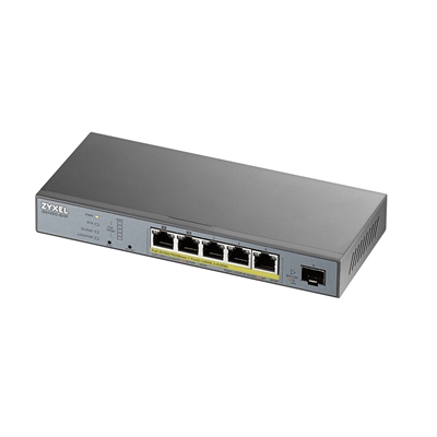 *Switch 6 puertos zyxel gs1350 - 6hp - eu0101f 5 puertos gigabit ethernet + 1 puerto sfp
