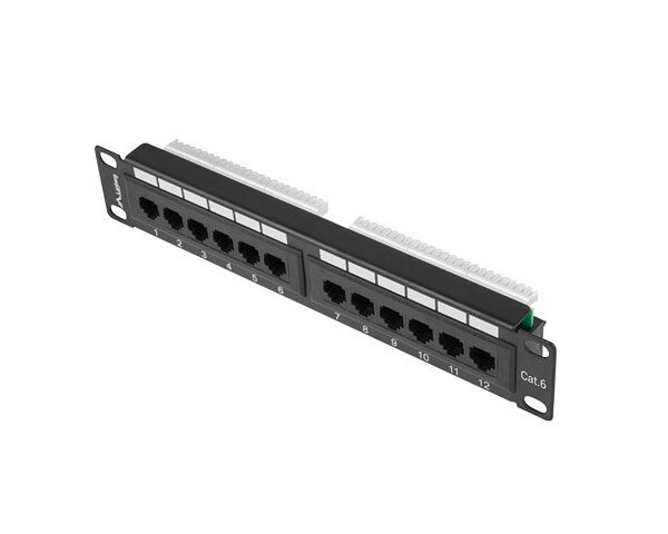 *Patch panel lanberg 12 puertos 1u 10 pulgadas cat.6 negro