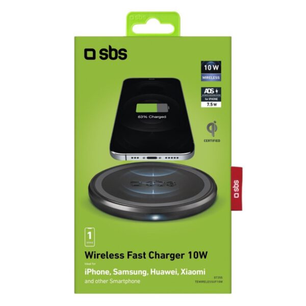*Cargador qi inalambrico sbs 10w negro
