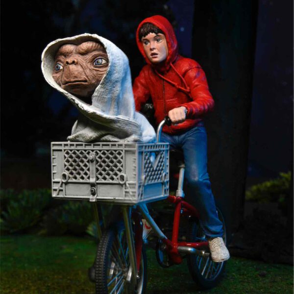 *Figura neca  e.t. el extraterre elliott y e.t. en bicicleta 40 aniversario 13 cm
