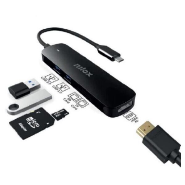 *Dock nilox 1 x usb tipo c - 2 x usb 3.0 - sd - micro sd salida usb tipo c
