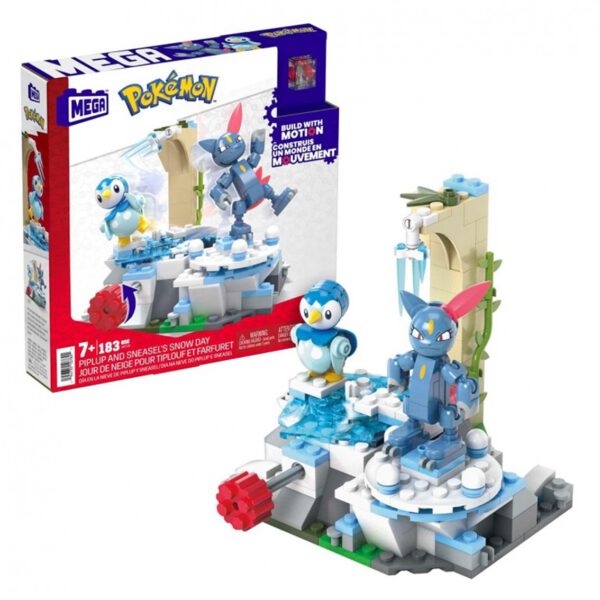 *Figura mattel mega construx pokemon piplup y sneasel se relajan