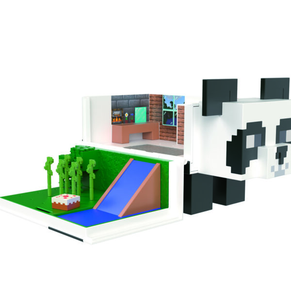 *Figura mattel minecraft mob head mini panda casa de juegos