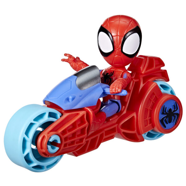 *Figura gigante hasbro marvel spidey and his amazing friends spidey con motocicleta