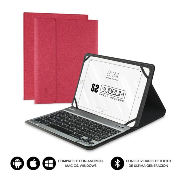 *Funda + teclado subblim keytab pro para tablet 10.1 pulgadas rojo