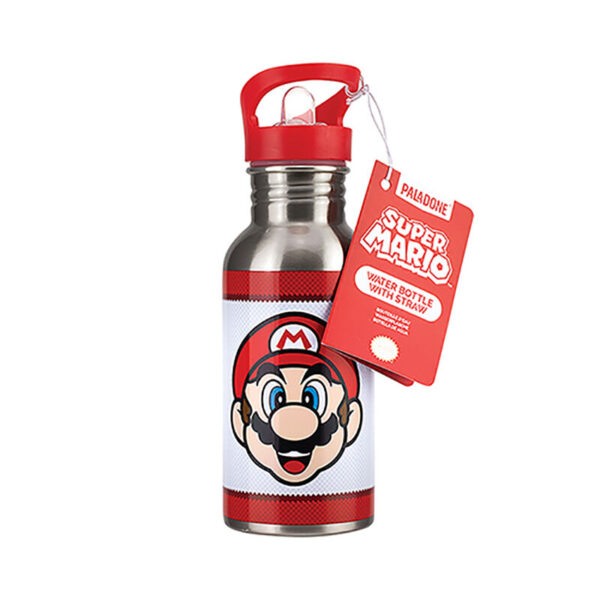 *Botella metálica con pajita paladone super mario 500 ml