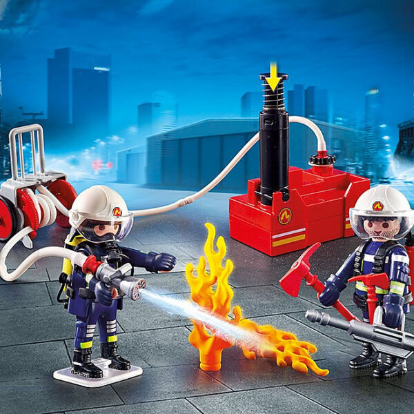 *Playmobil ciudad accion -  bomberos con bomba de agua