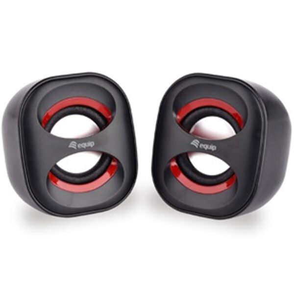 *Altavoces 2.0 equip life mini 6w rms color negro y rojo jack 3.5 pulgadas alimetancion usb