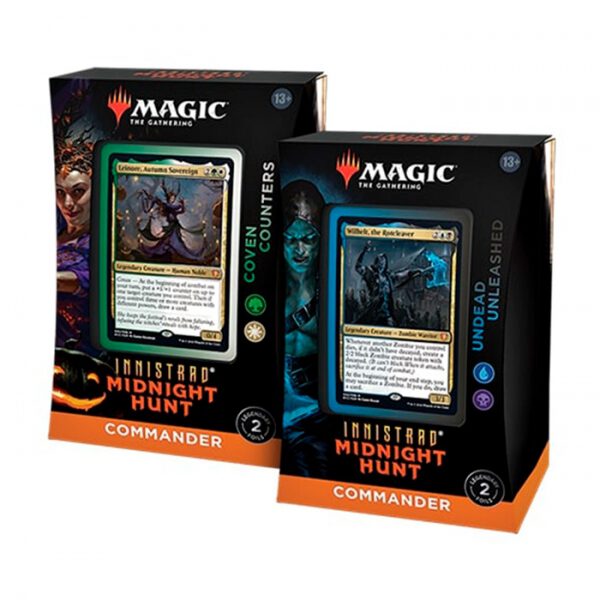*Juego de cartas caja de cartas wizards of the coast magic the gathering commander display innistrad midnight hunt 4 mazos ingles