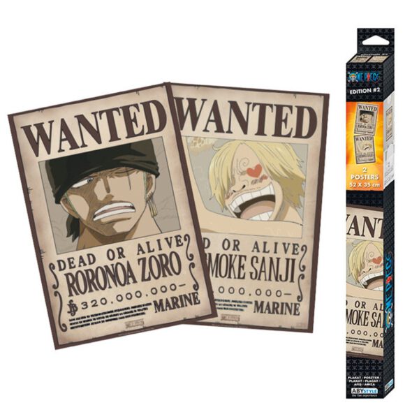 *Set poster one piece wanted zoro y sanji