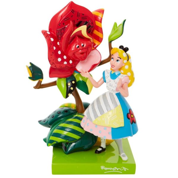 *Figura enesco disney alicia en el pais de las maravillas alicia hablando con la rosa