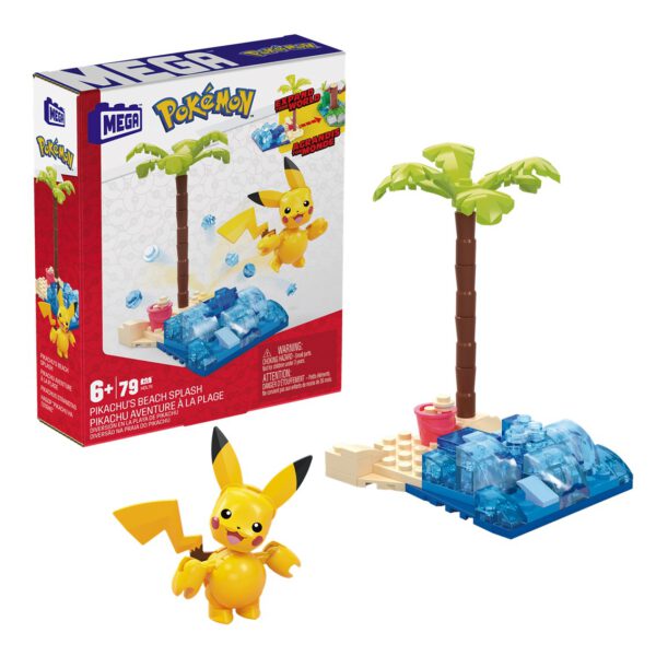 *Figura mattel mega construx pokemon pikachu en la playa 79 pcs