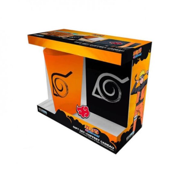 *Pack especial abystyle naruto shippuden 3 articulos libreta konoha vaso largo xxl & pin akatsuki