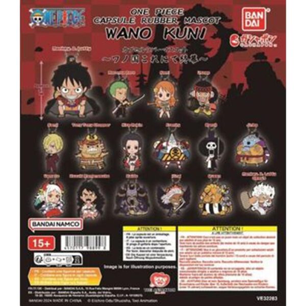 *Surtido bandai gashapon one piece rubber mascot wanokuni 40 unidades