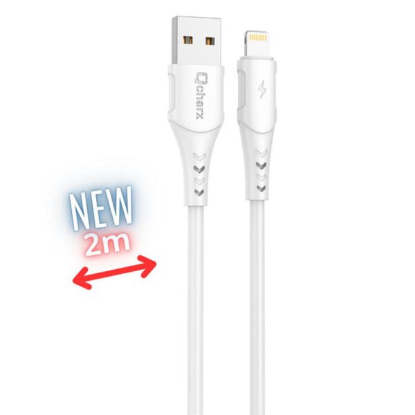 *Cable qcharx athens lightning a usb tipo a - 2m - pvc blanco