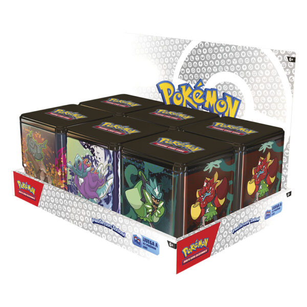 *Juego de cartas pokemon tcg stacking tins (q1 2025) 1 unidad aleatoria español