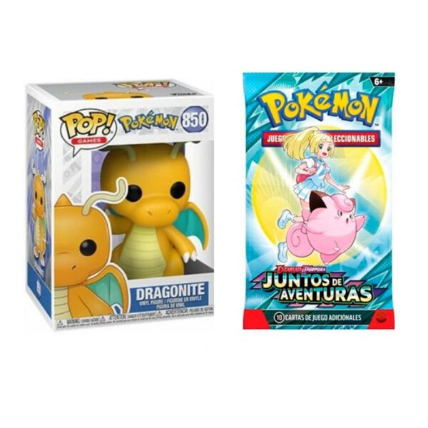 *Pack pokemon funko dragonite + sobre aleatorio juntos de aventuras pokemon tcg