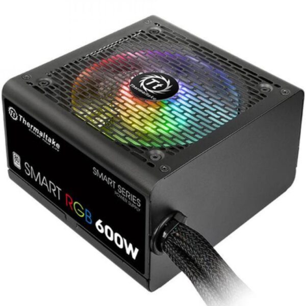 *Fuente de alimentacion gaming thermaltake smart rgb atx 600w 80 plus negro